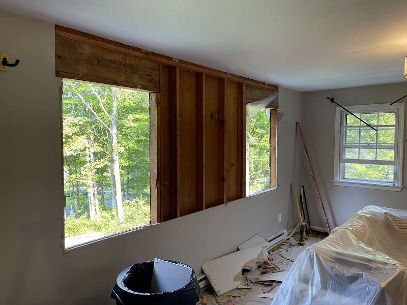 THis wall will be reframed and the window will be made bigger. New construction installation